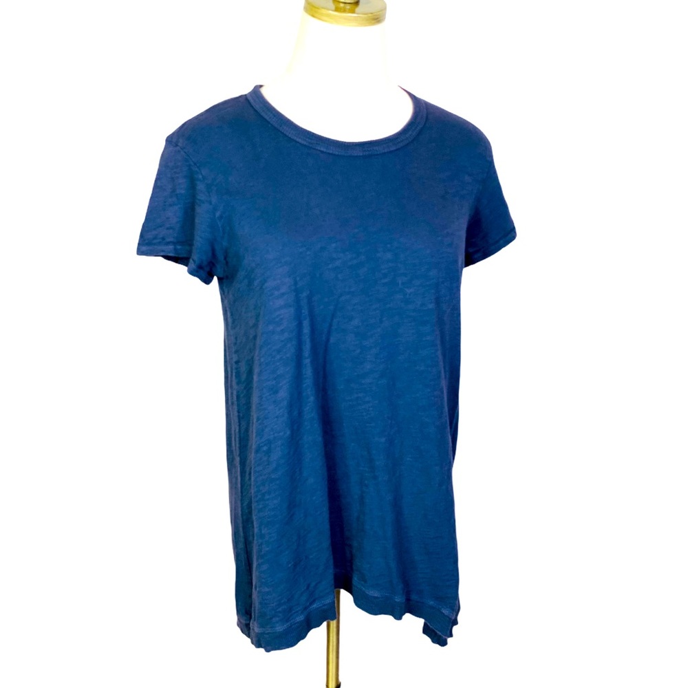 WILT SMALL Dark Blue Crew T Shirt Asymmetric 2098